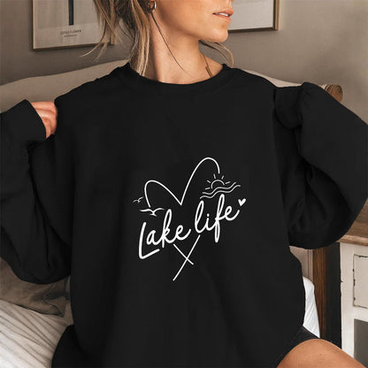 Damen Sweatshirt Kurzarm Herzmotiv Eveloria - Eveloria