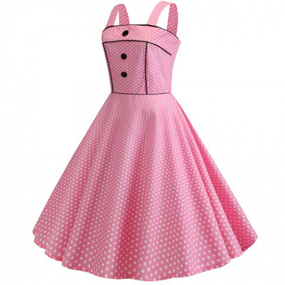 Damen Swingkleid Punkte Taillengürtel Eveloria
