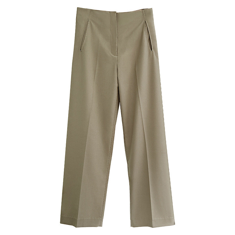 Damen Anzughose Weit Elegant Beige
