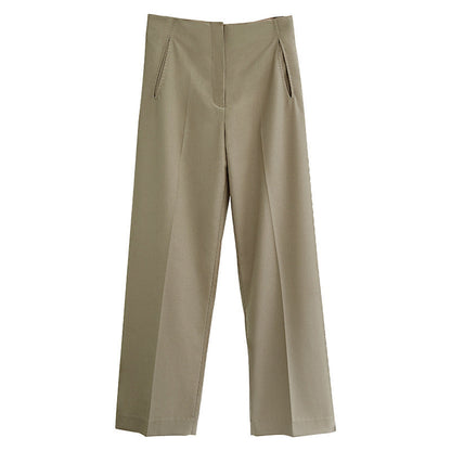 Damen Anzughose Weit Elegant Beige