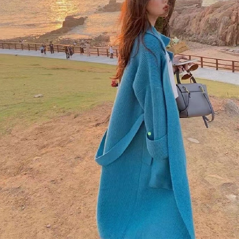 Damen Langstrickjacke Großzügige Taschen Lässiger Schnitt