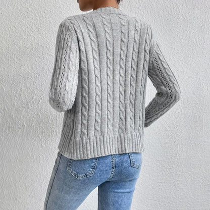 Damen Strickjacke Gerippt Kurz Modern