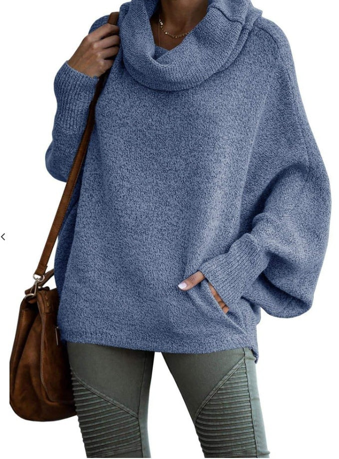 Damen Rollkragenpullover Lässig Weite Ärmel Eveloria