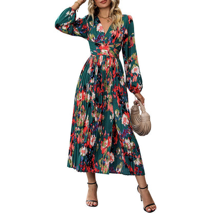 Damen Maxikleid Florales Design Eleganter Schlitz