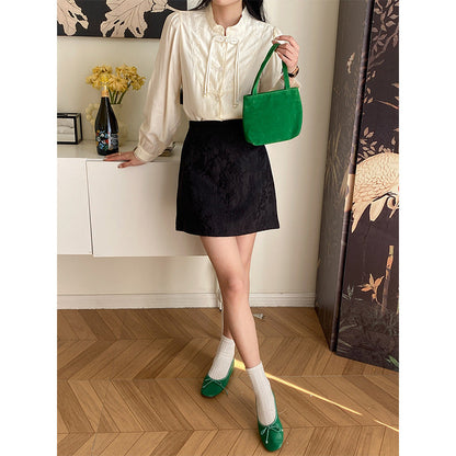 Eveloria Damenbluse Elegante Rüschenbluse mit Perlen