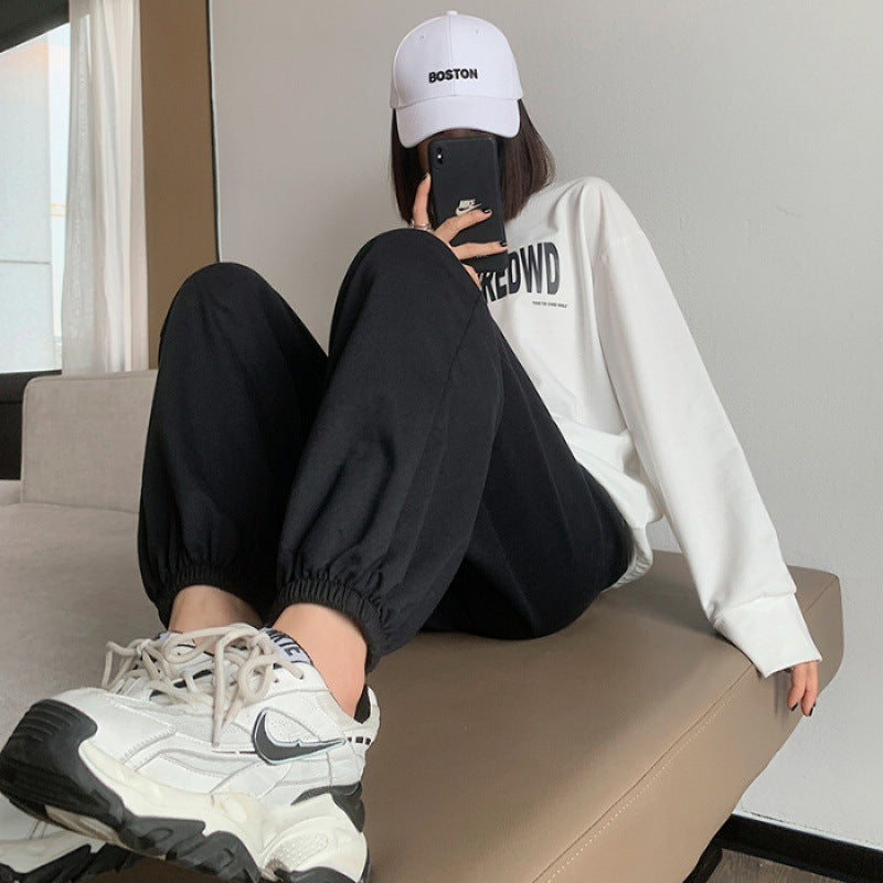 Damen Sweatpants Elastische Bündchen Bequem Grau Eveloria