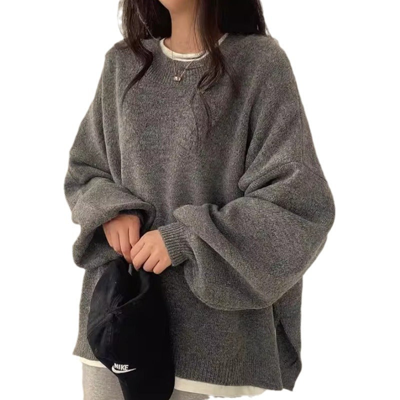 Damen Oversized Strickpullover Weite Ärmel Lässiger Schnitt