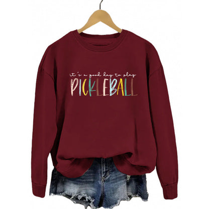 Damen Sweatshirt Bunt Pickleball-Druck Grau