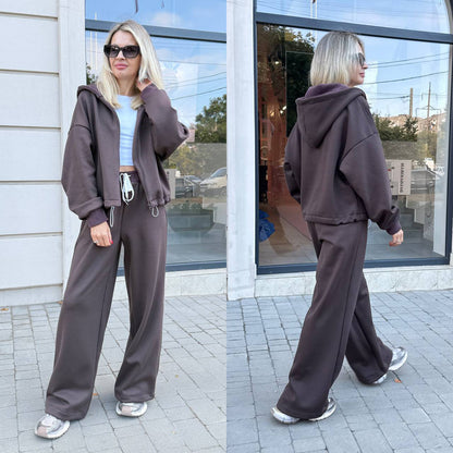 Damen Sportliches Lounge-Set Hoodie Weite Passform Eveloria