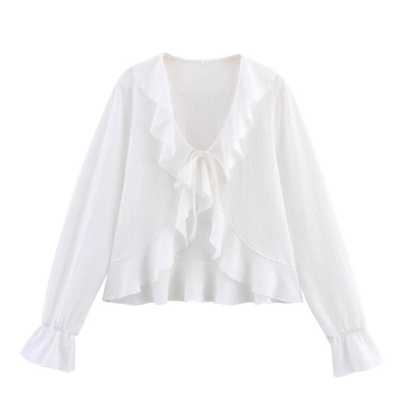 Damen Bluse Rüschendetails Floralmuster Eveloria