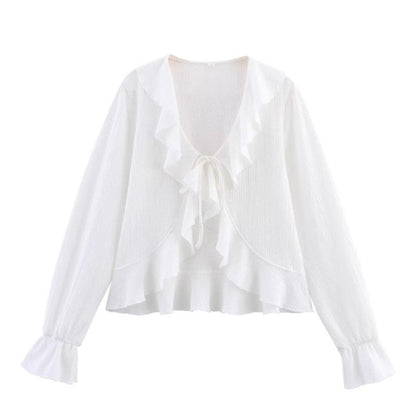 Damen Bluse Rüschendetails Floralmuster Eveloria