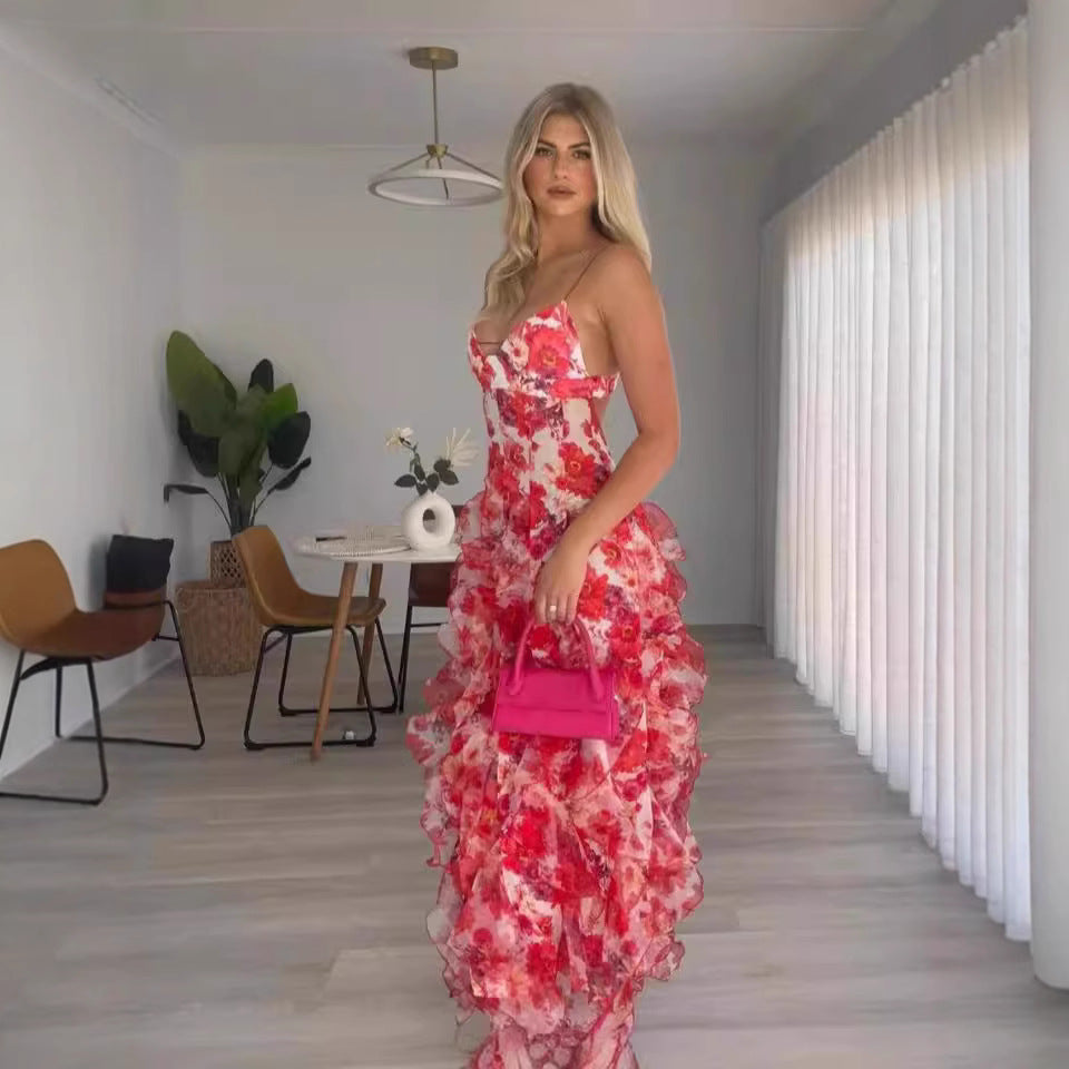 Damen Maxikleid Floral Print Sommer