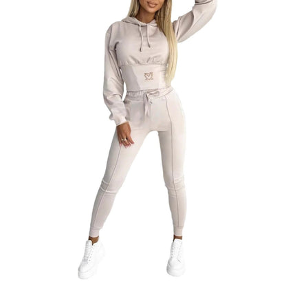 Damen Sportanzug Elastisch Kordelzug Eveloria