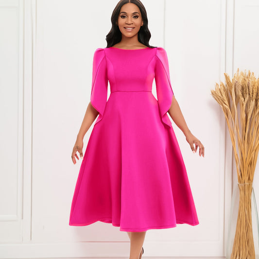 Damen Abendkleid mit Handballenärmel und schwingendem Rock Eveloria - Eveloria