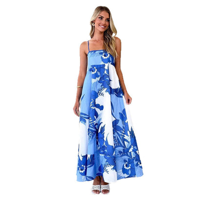 Damen Maxikleid mit Trägern Floralmuster Eveloria