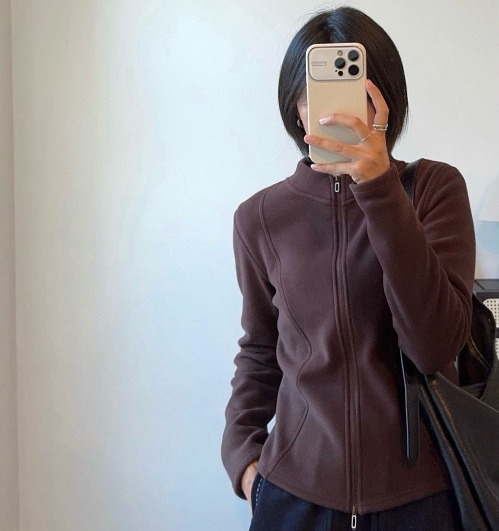 Damen Fleecejacke Stehkragen Sportlich Eveloria