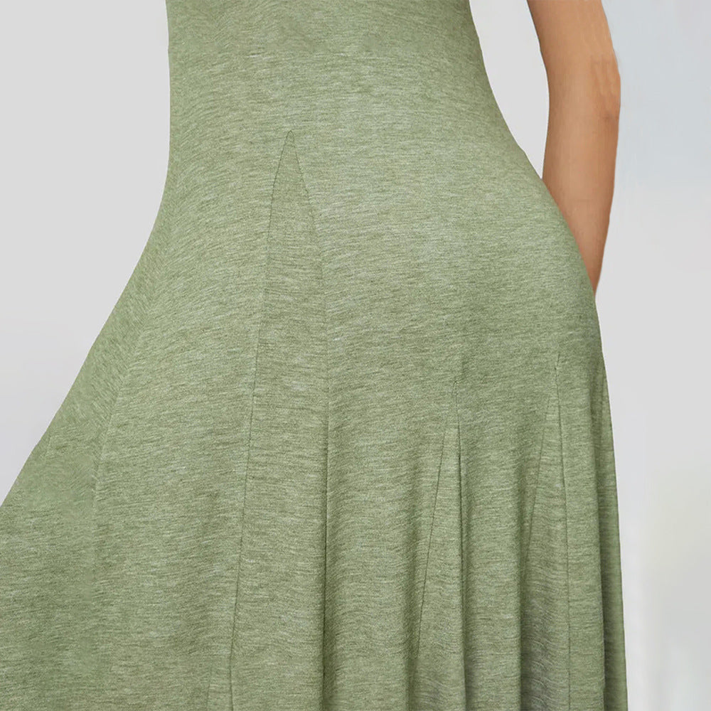 Damen Maxikleid Fließender Schnitt Rundhalsausschnitt Eveloria