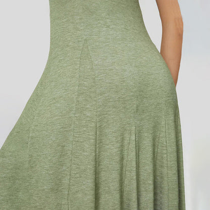 Damen Maxikleid Fließender Schnitt Rundhalsausschnitt Eveloria