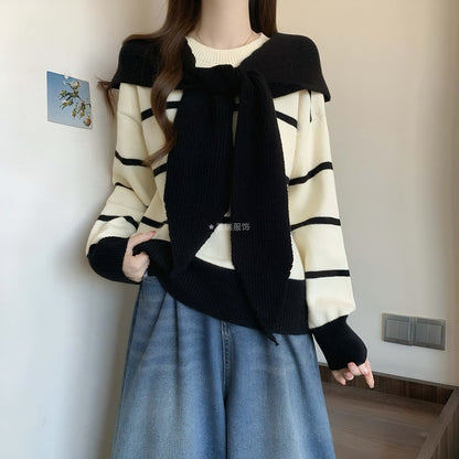 Damen Pullover Lässig Mit Bindegürtel Eveloria