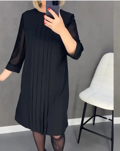 Damen Maxikleid Elegantes Faltenwurf Durchsichtige Ärmel Eveloria