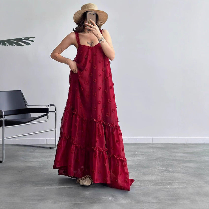 Damen Maxikleid Rüschen Floralmuster