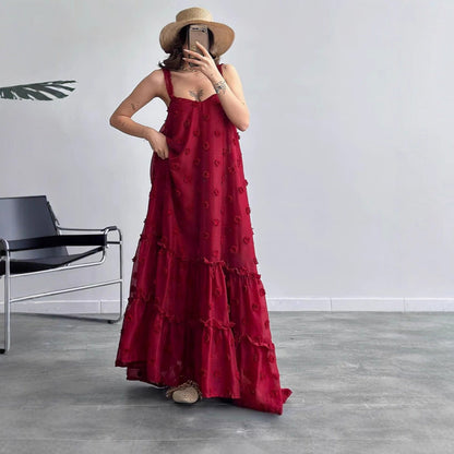 Damen Maxikleid Rüschen Floralmuster