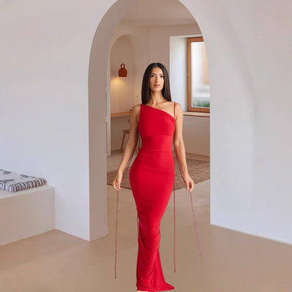 Damen Maxikleid Rückenfrei mit Bindebändern Eveloria