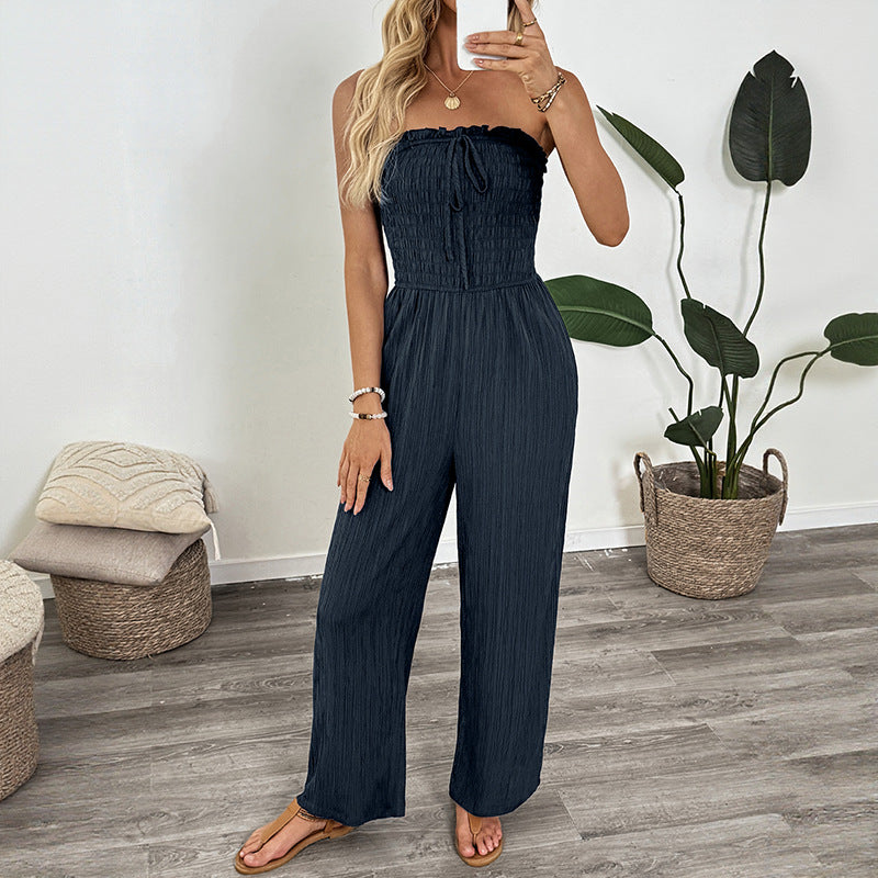 Damen Jumpsuit Lässig Gummibund Verstellbarer Träger Eveloria