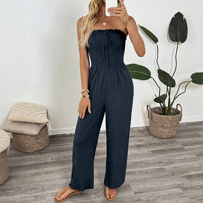 Damen Jumpsuit Lässig Gummibund Verstellbarer Träger Eveloria