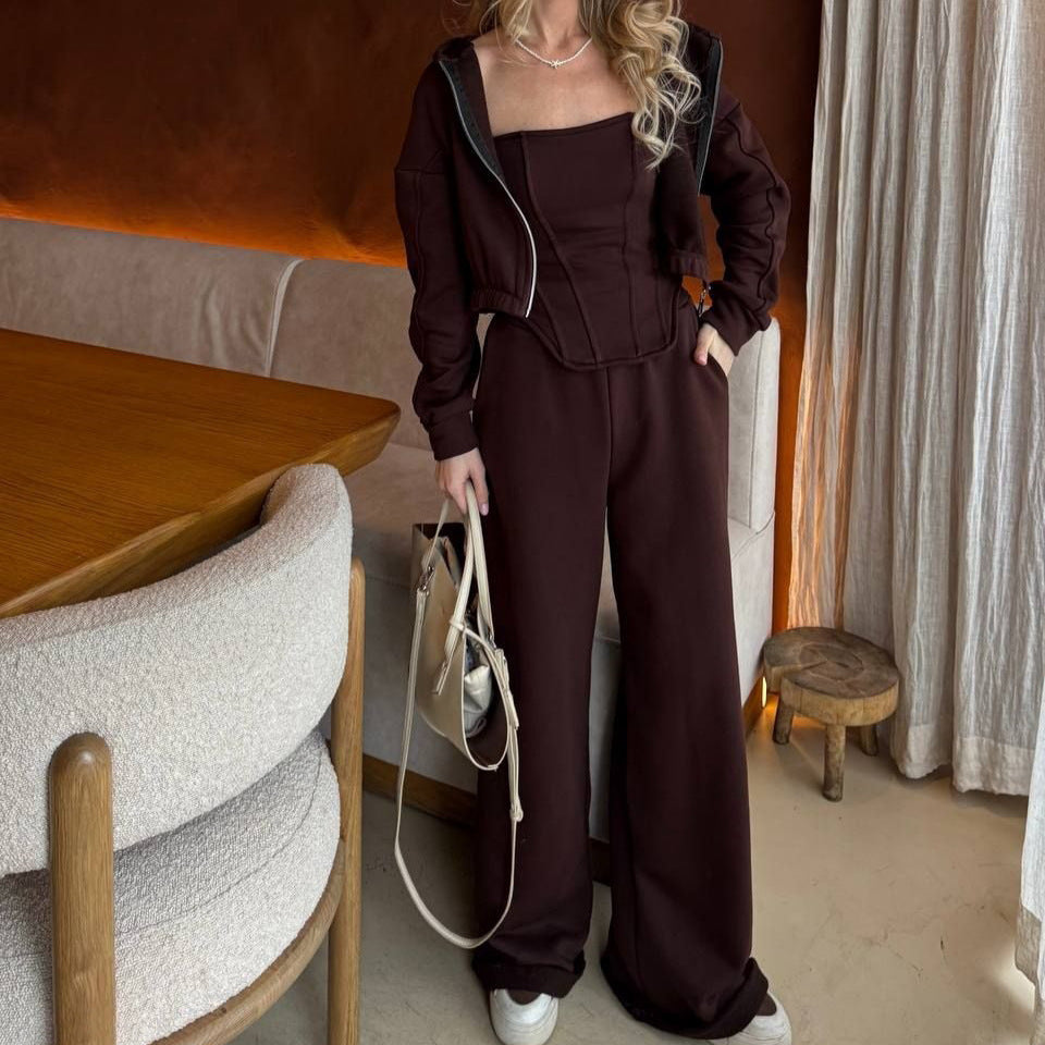 Damen Loungewear-Set mit Corsage und Hoodie
