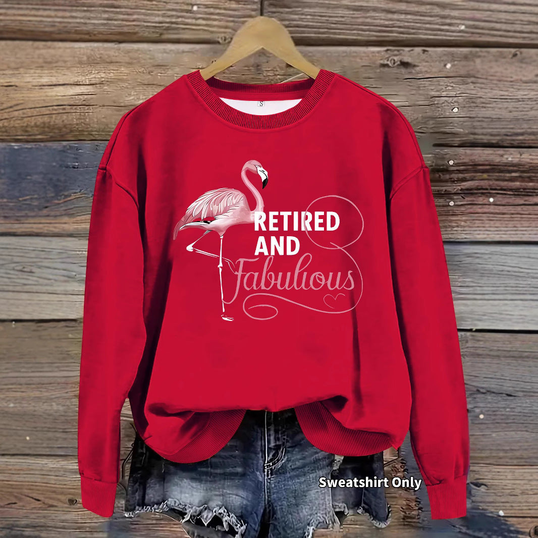 Damen Sweatshirt Flamingo-Motiv Baumwolle