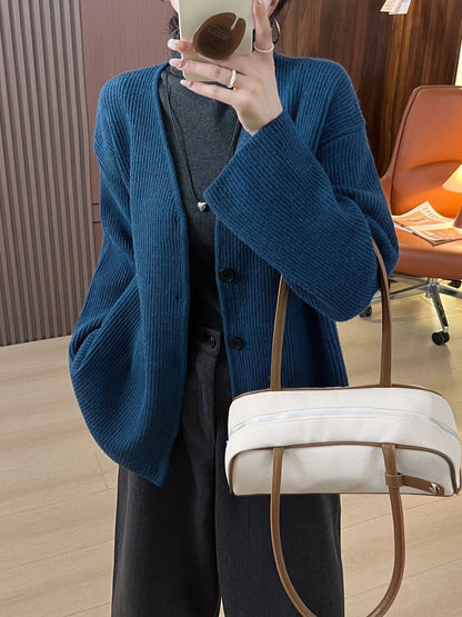 Damen Grobstrickjacke Langer Ärmel Lässiger Schnitt