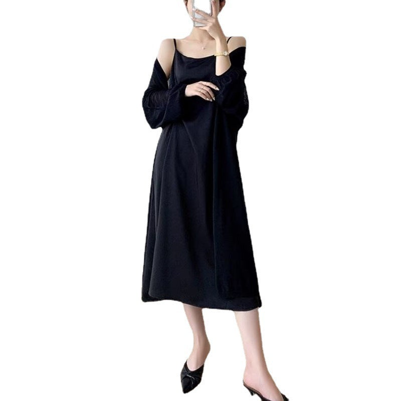 Damen Strickjacke Lang Ärmel Ballonform Offene Front