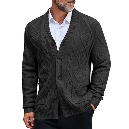 Herren Grobstrickjacke Elegantes Zopfmuster Warm Beige - Eveloria