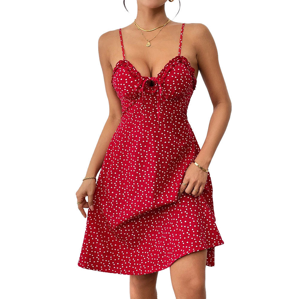 Damen Minikleid Luftiger Schnitt Rüschendetail Eveloria