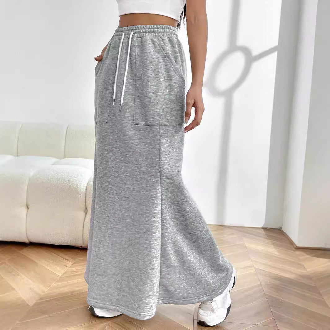 Damen Maxi-Rock Sweat Elastischer Bund Bequem