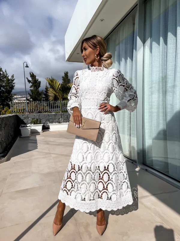 Damen Langarm Abendkleid Sommer