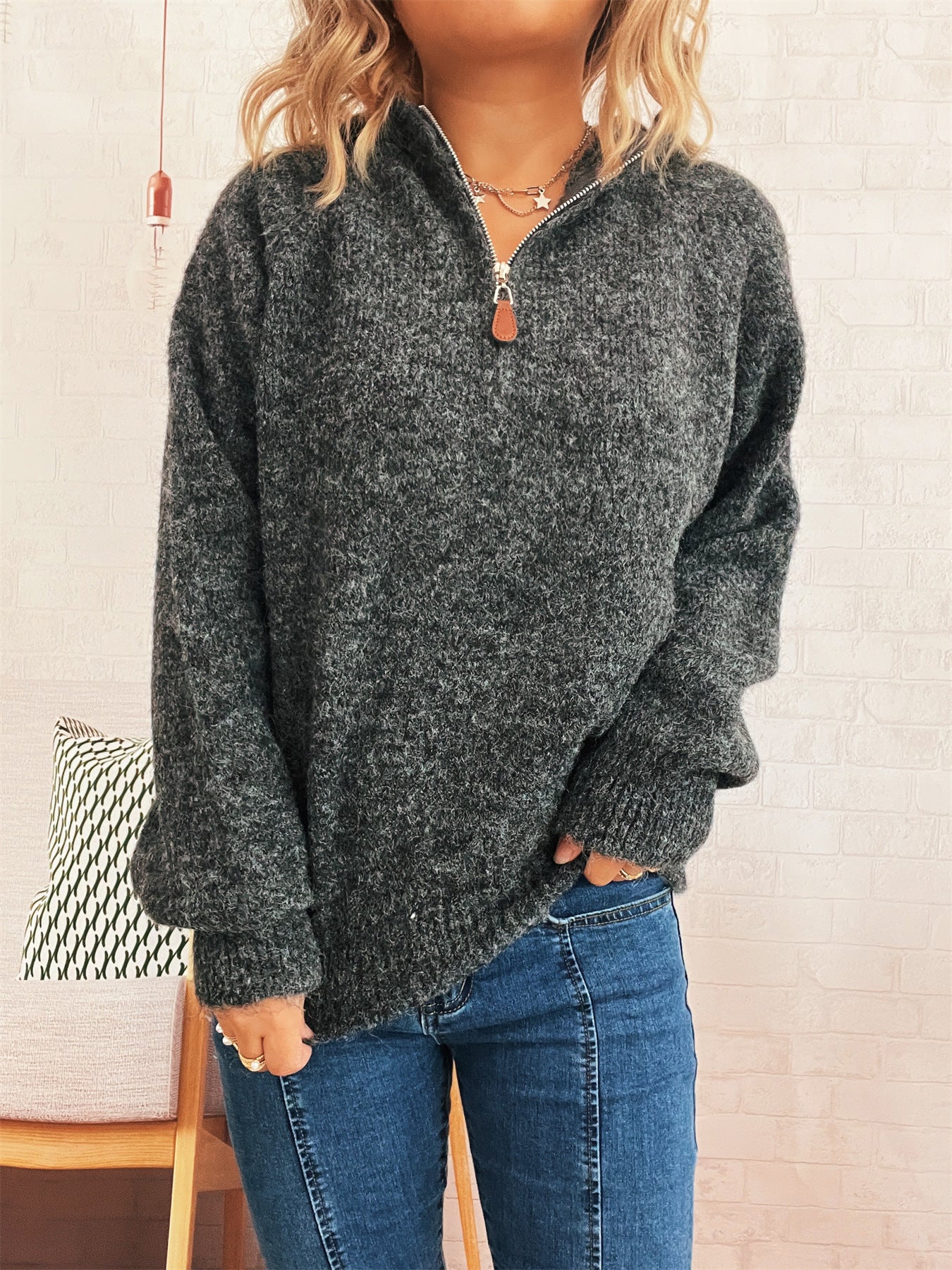 Damen Kapuzenpullover Reißverschluss Eveloria