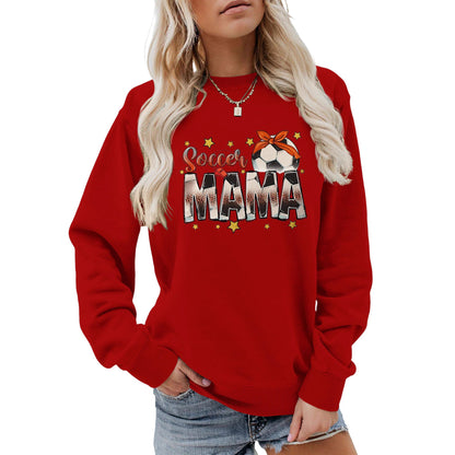 Damen Sweatshirt Soccer Mama Aufdruck Bequem Grau Eveloria