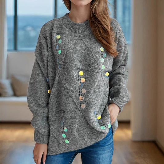 Damen Strickpullover mit Pailletten Eveloria - Eveloria