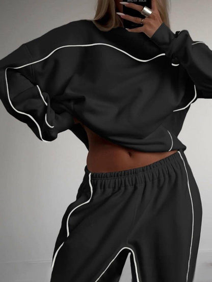 Damen Sportanzug Cropped Sweatshirt Jogginghose Eveloria