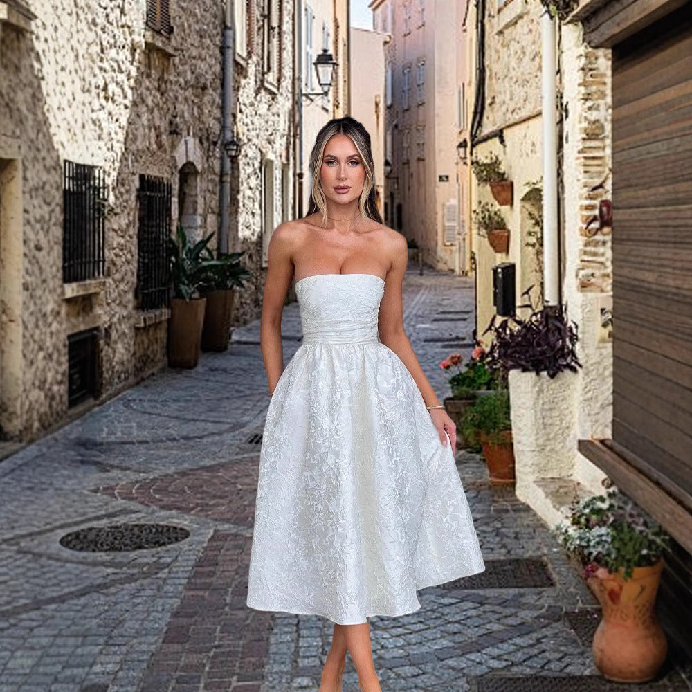 Damen Cocktailkleid mit Bustier-Oberteil und schwingendem Rock