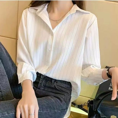 Damen Bluse Feines Streifenmuster Eveloria