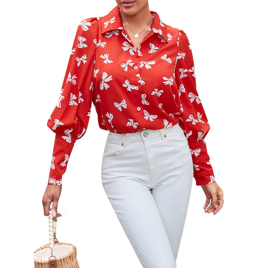 Damen Bluse Floral Puffärmel Eveloria - Eveloria