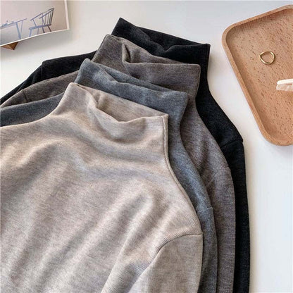 Damen Langarmshirt Hochkragen Eveloria Baumwolle Weiß - Eveloria