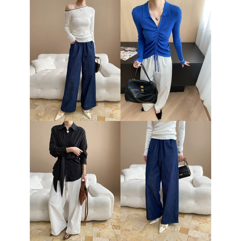 Damen Off-Shoulder- Rippstruktur Lässig Eveloria