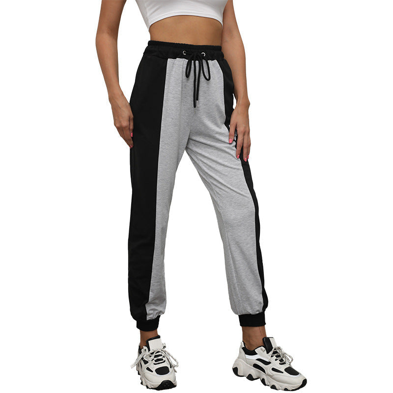 Damen Sport-Jogginghose Elastischer Bund Kontraststreifen