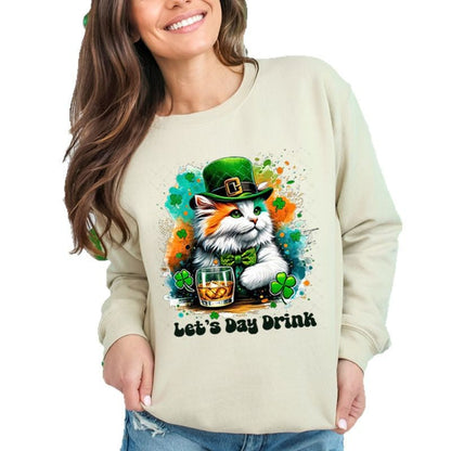 Damen Sweatshirt mit Katzenmotiv und Schriftzug