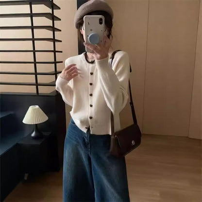 Damen Strickcardigan Weich Rippstruktur Knöpfe Anthrazit