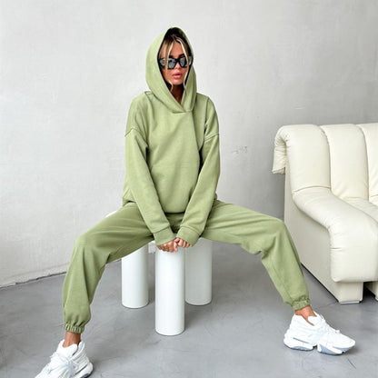 Damen Hoodie Jogginghose Anzug Baumwollmix Grau Eveloria - Eveloria